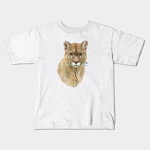 Mountain lion Kids T-Shirt by Guardi